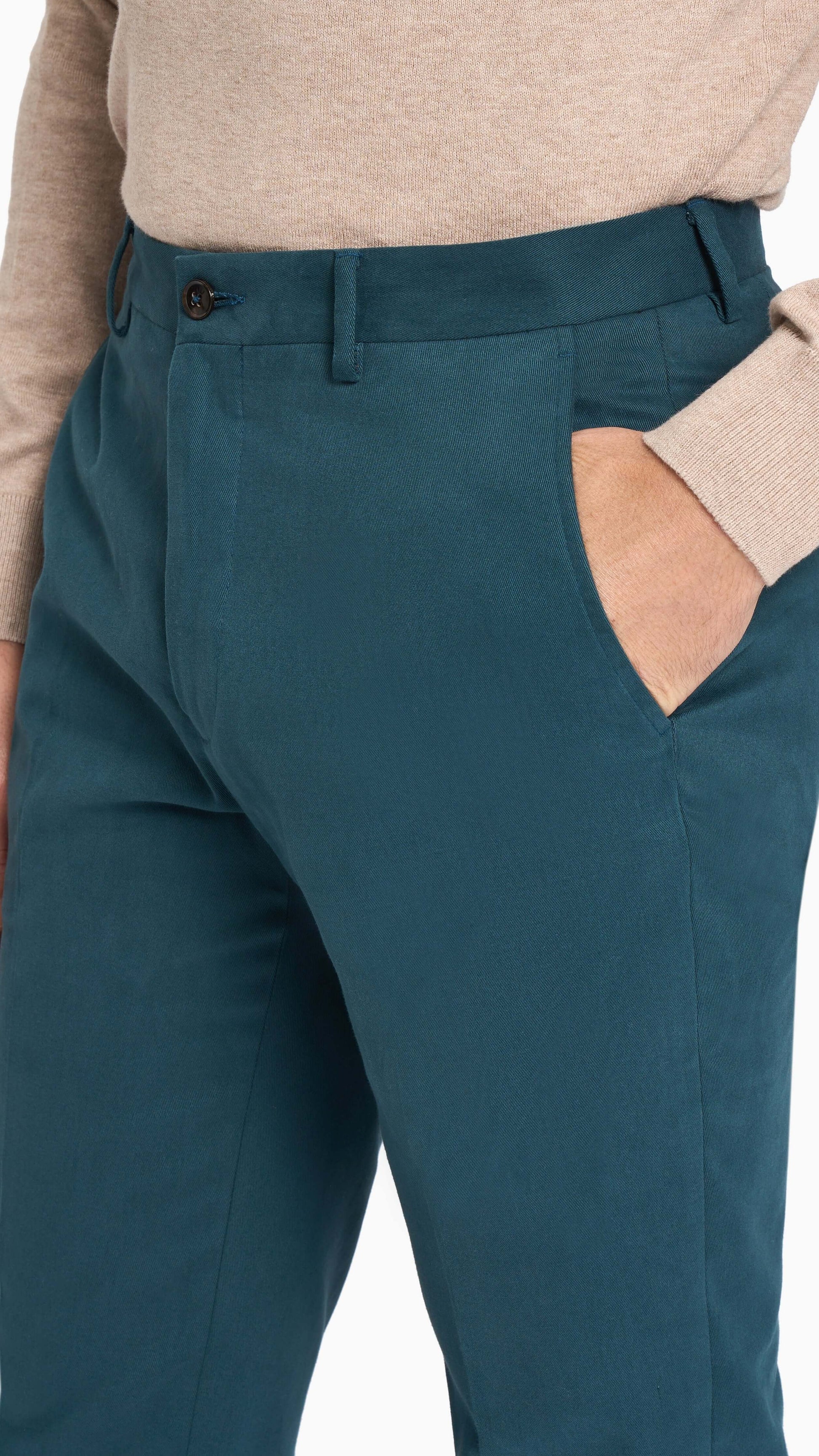 Tessuti di Sondrio Green Brushed Cotton Chino