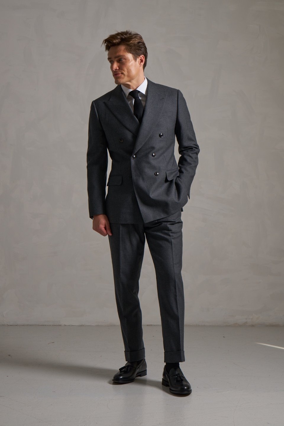 Grey double-breasted made-to-measure suit