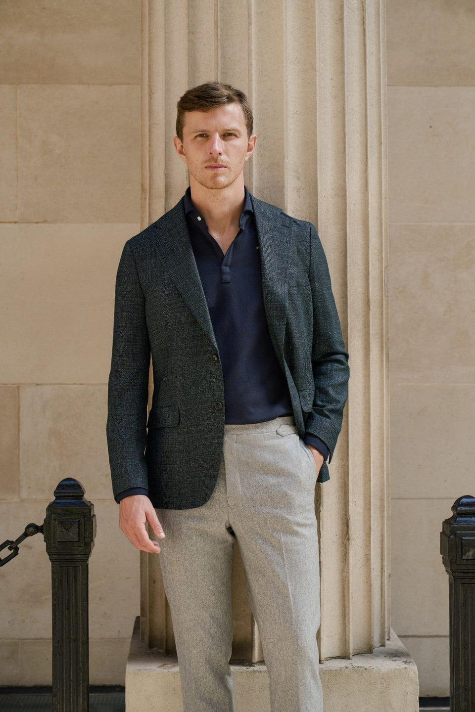 Dark green textured made-to-measure blazer